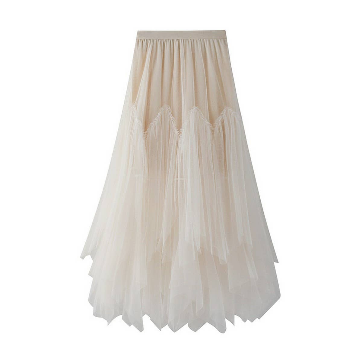 IRREGULAR PLEATED TULLE MIDI SKIRT WITH VOLUME_CWBMS0383