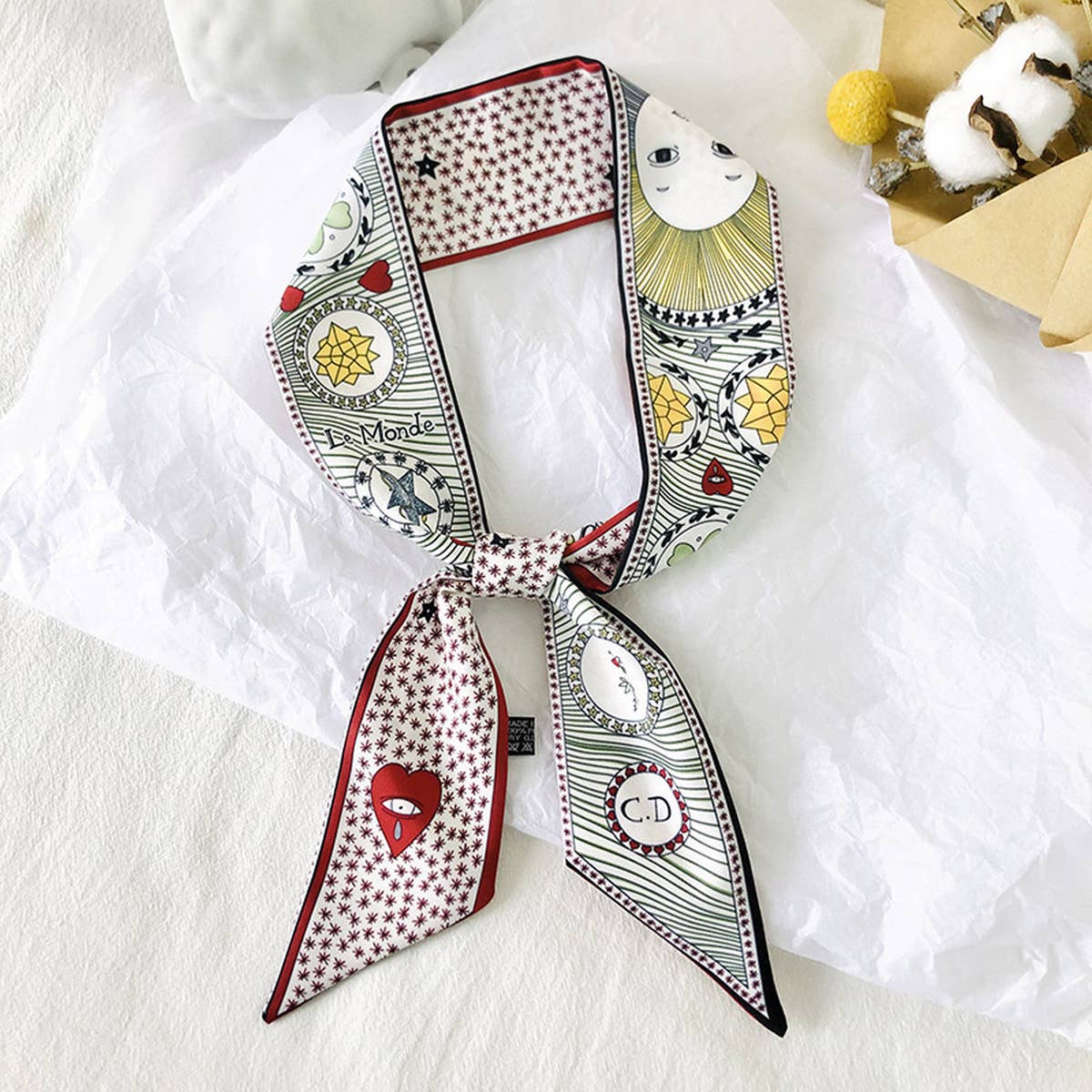 MYSTIC TAROT PATTERN LONG RIBBON NECK HAIR TIE_CWASC0745