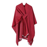 SHAWL KNITTED SOLID COLOR OBLIQUE STRAP CAPE_CWASC2172