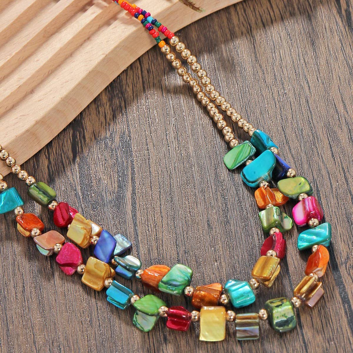 NEW BOHEMIAN VINTAGE BEADED NECKLACE_CWAJE1575
