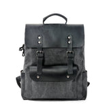 Unisex Cotton Canvas Leather School Backpack_Cwab5529