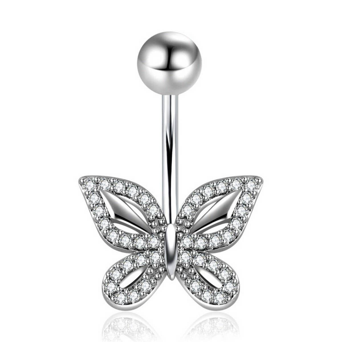 CZ BUTTERFLY BELLY BUTTON RING PIERCING JEWELRY_CWMM9378