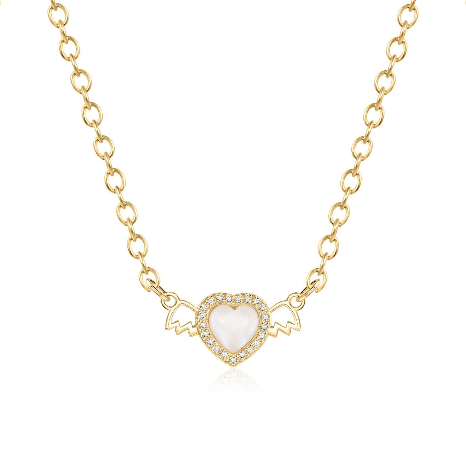 Pearl Zircon Titanium Steel Necklace