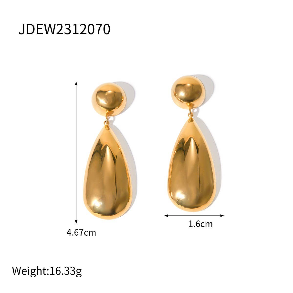 18K GOLD STAINLESS STEEL TEARDROP EARRINGS_CWASC1681