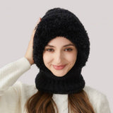Cwah2211_Knit Thick Fluffy Ball Bib Headpiece