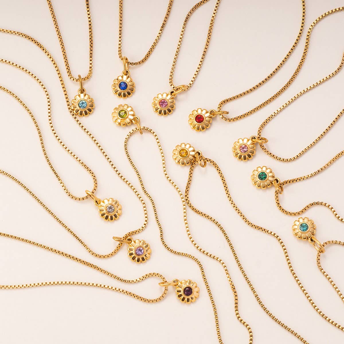 MINIMALIST STAINLESS STEEL MONTHLY STONE NECKLACE_CWMM8843