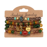 Cwaje05705_Boho Multi Layer Beaded Owl Eiffel Bracelet