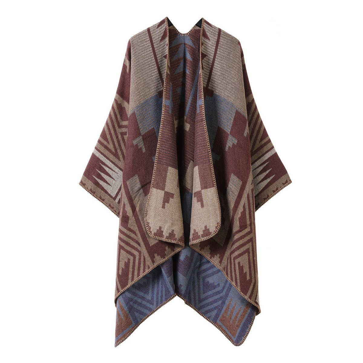CAPE SHAWL SCARF FAUX CASHMERE JACQUARD SLIT CAPE_CWASC2228