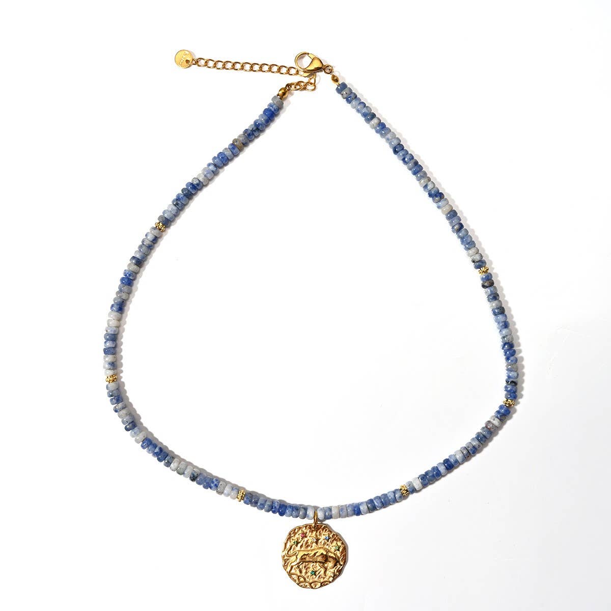 STAINLESS STEEL ZODIAC NECKLACE WITH NATURAL GEMS_CWMM8881