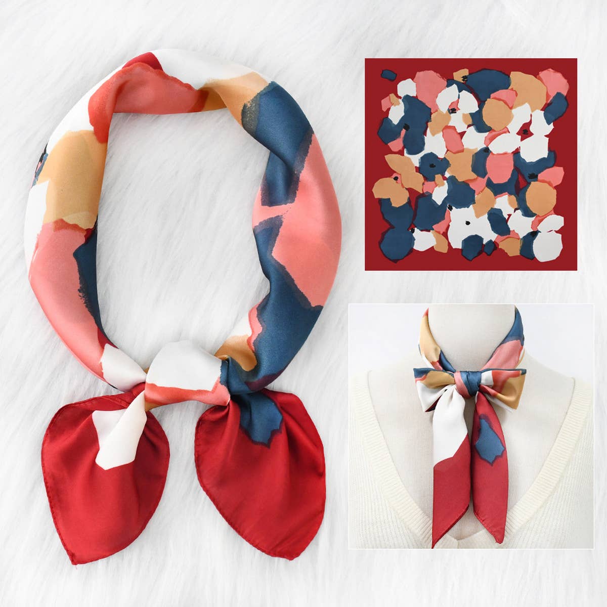 POLKA DOT SATIN NECK SCARF OFFICE FLIGHT STYLE_CWASC1157