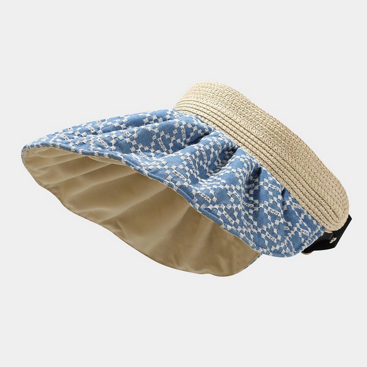 SUMMER STRAW REVERSIBLE VISOR HAT WIDE BRIM CAP_CWAH3298