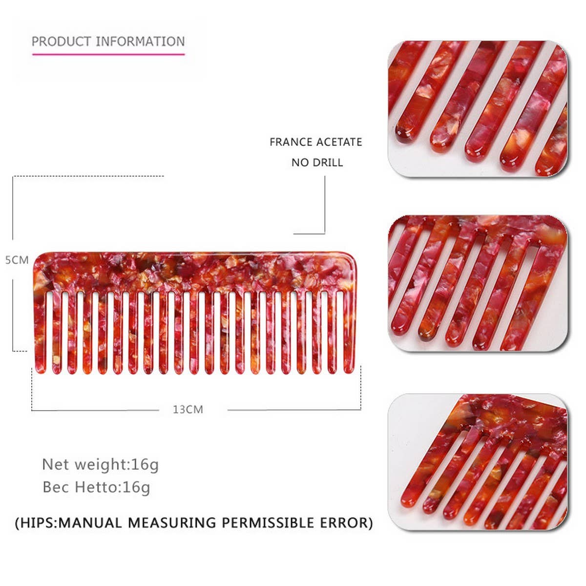 Tortoiseshell Acetate Comb Hair Accessory