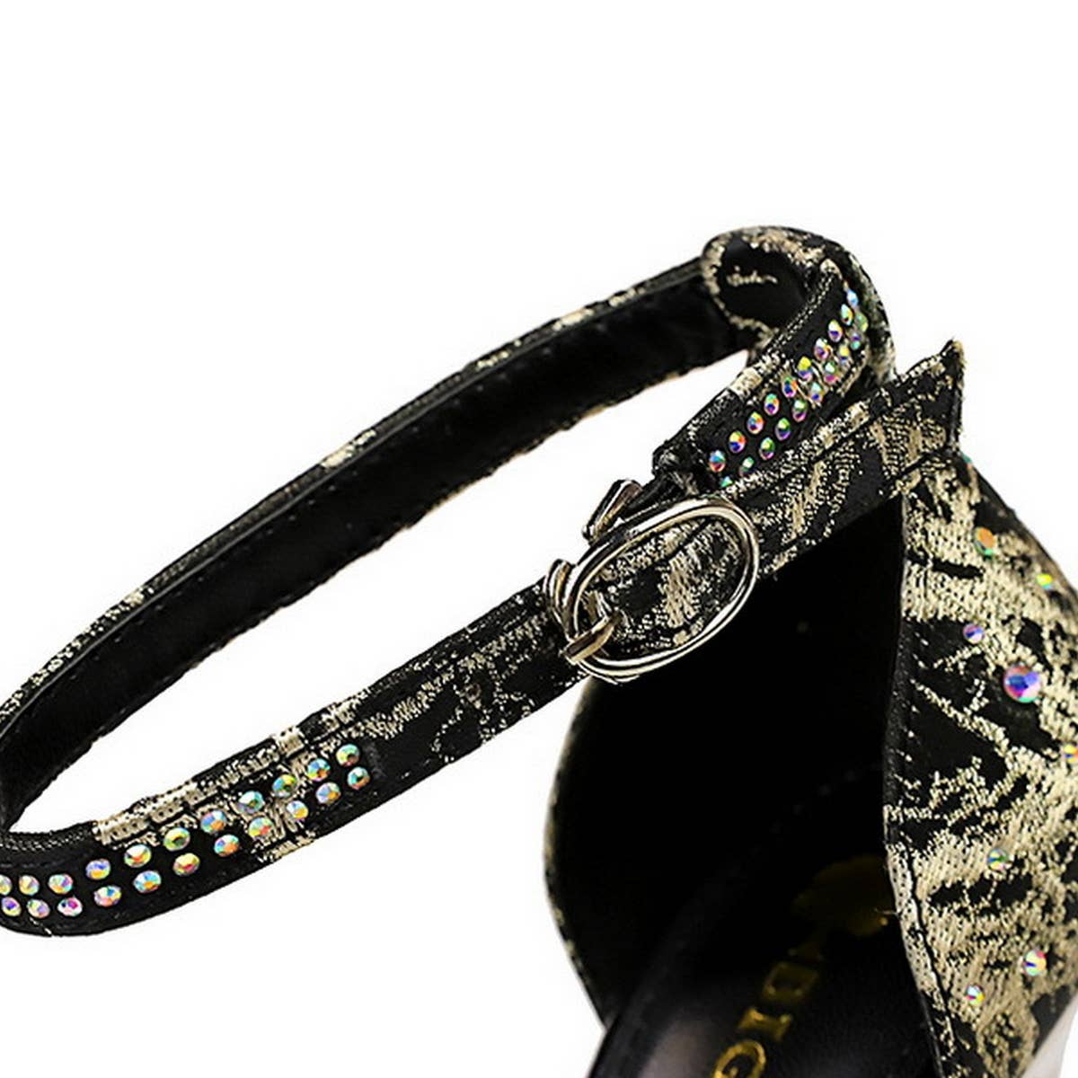 Women Retro Rhinestone Pearl Flower High Heels