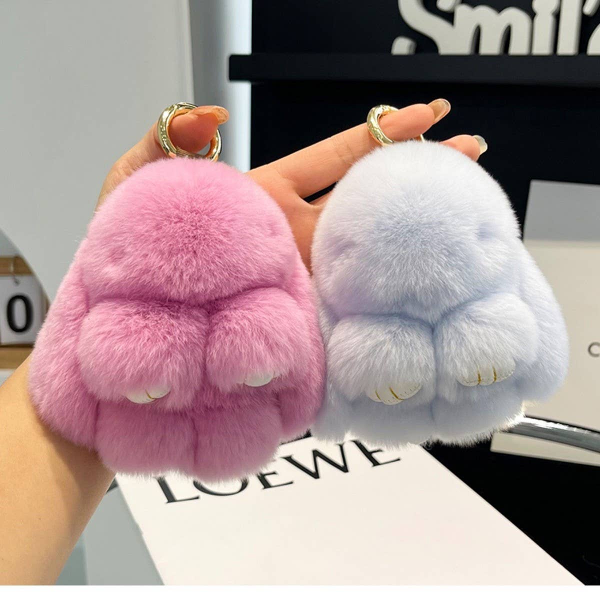 NEW MINI CUTE PLUSH BUNNY CAR KEYCHAIN PENDANT_CWMM2448