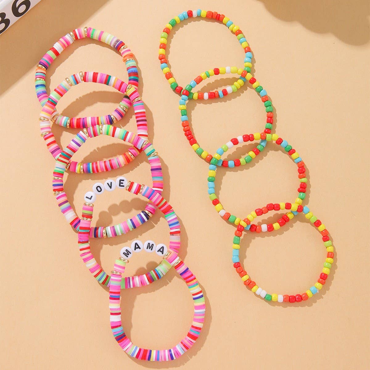 FASHION BEADED ENGLISH LETTER STACKED BRACELET SET_CWMM3541