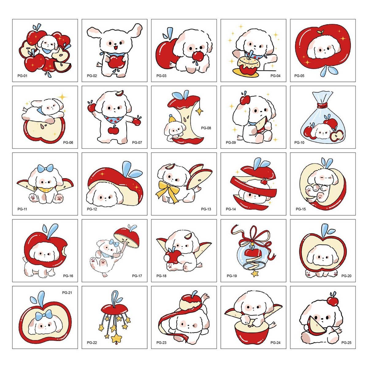 CUTE DOG APPLE TATTOO STICKERS FOR KIDS_CWMM8225