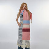 RAINBOW STRIPE FAUX CASHMERE SCARF FOR WINTER_CWASC2345