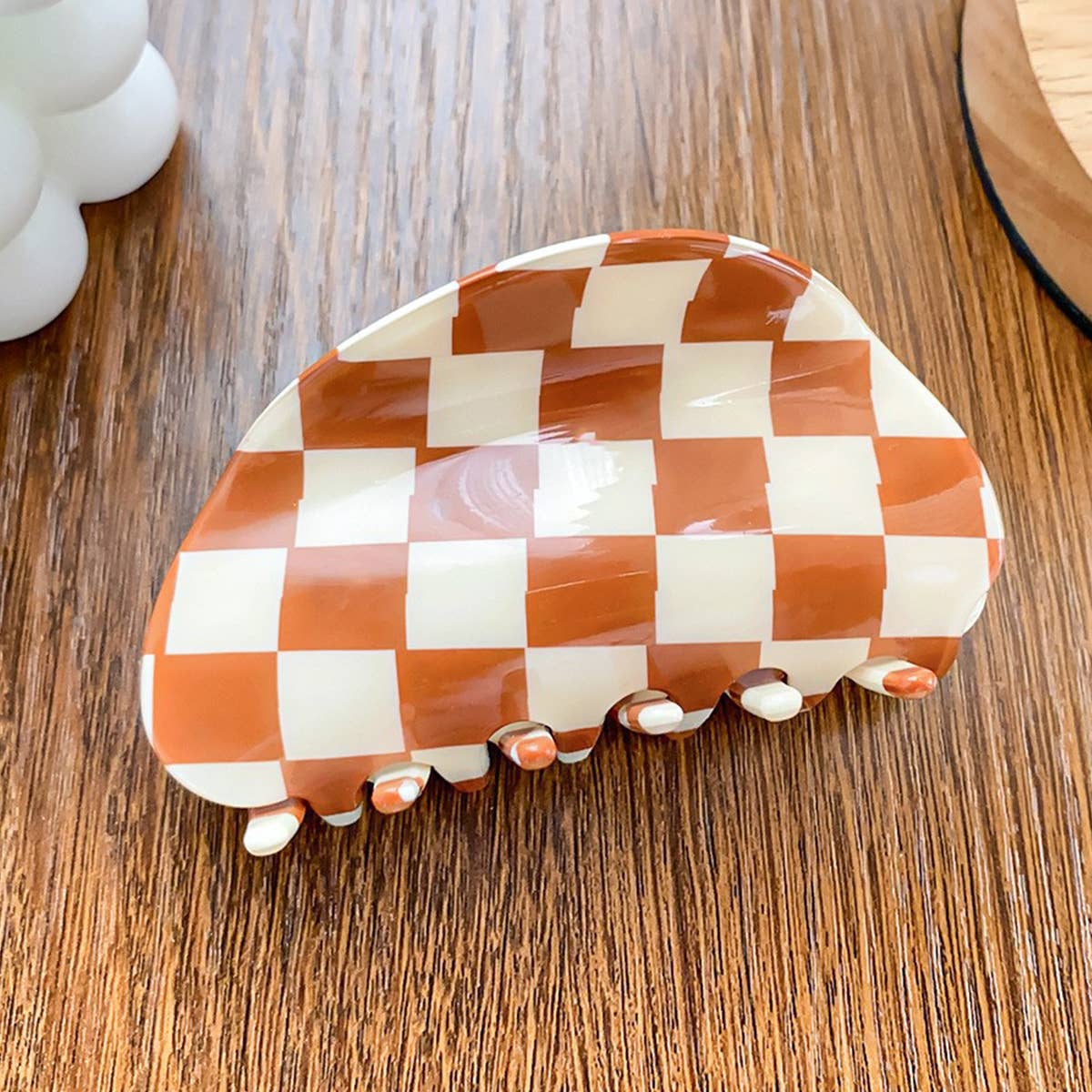 3.23"Checkered Hair Claw Clip_Cwaha0313