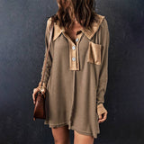 Womens Long Pullover T-Shirt With Loose Lapels