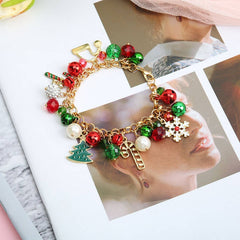 CHRISTMAS JEWELRY PEARL BELL DIAMOND BALL BRACELET_CWMM2610