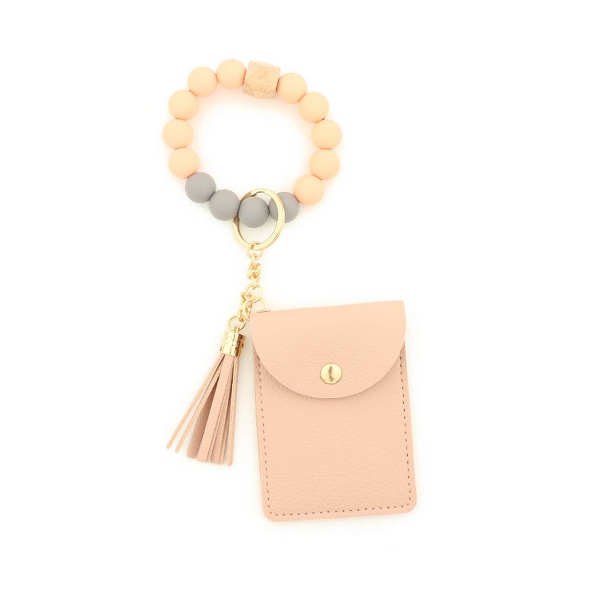 SILICONE BEAD BRACELET SOLID COLOR KEYCHAIN_CWMM1298