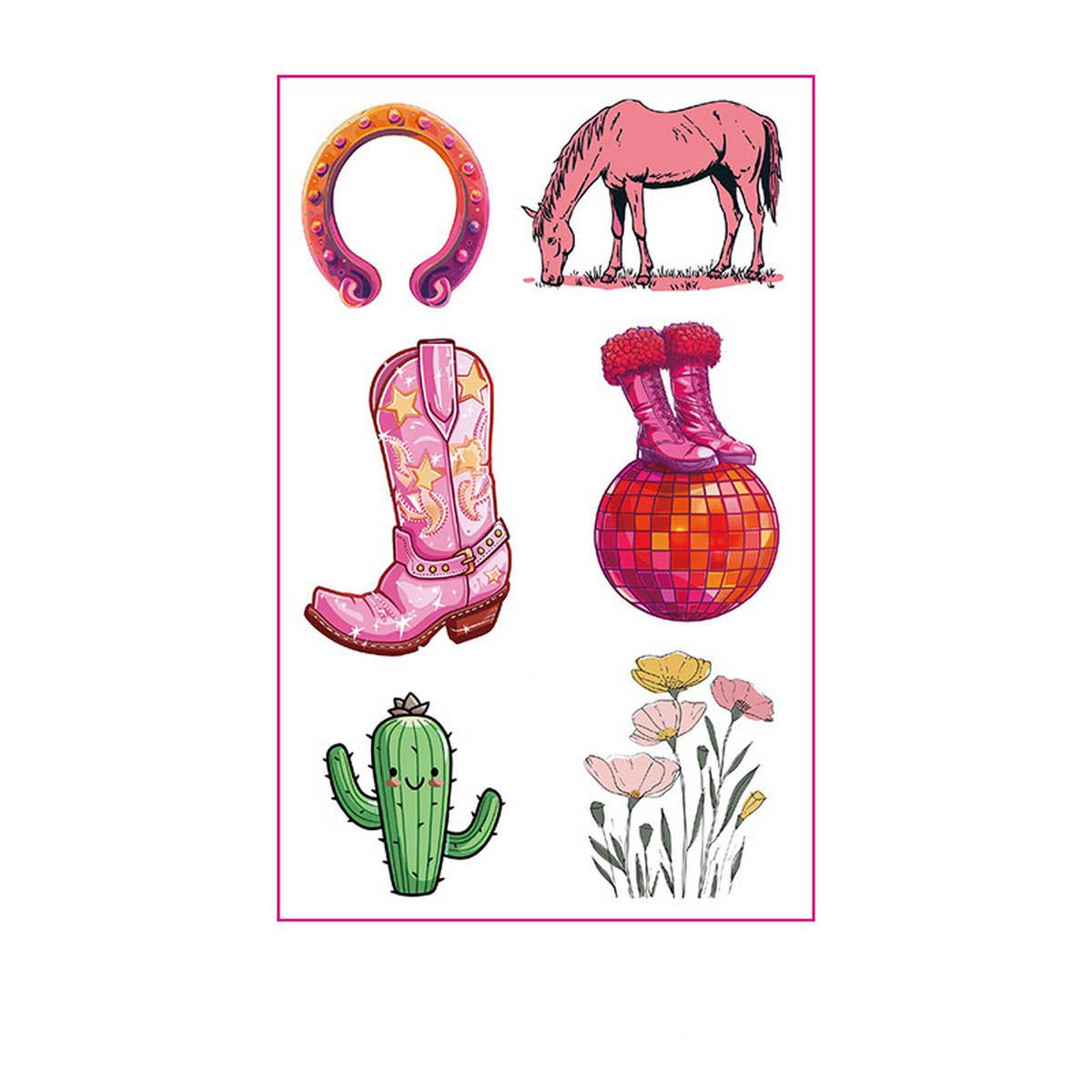 CUTE PINK WESTERN TATTOOS BACHELORETTE PARTY_CWMM8384