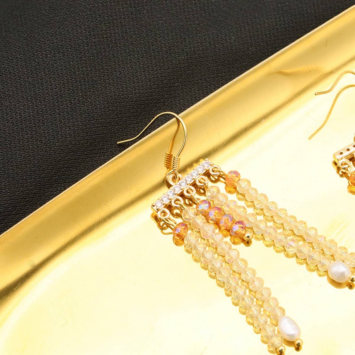 RETRO HIGH END NATURAL PEARL TASSEL EARRINGS_CWAJE3808