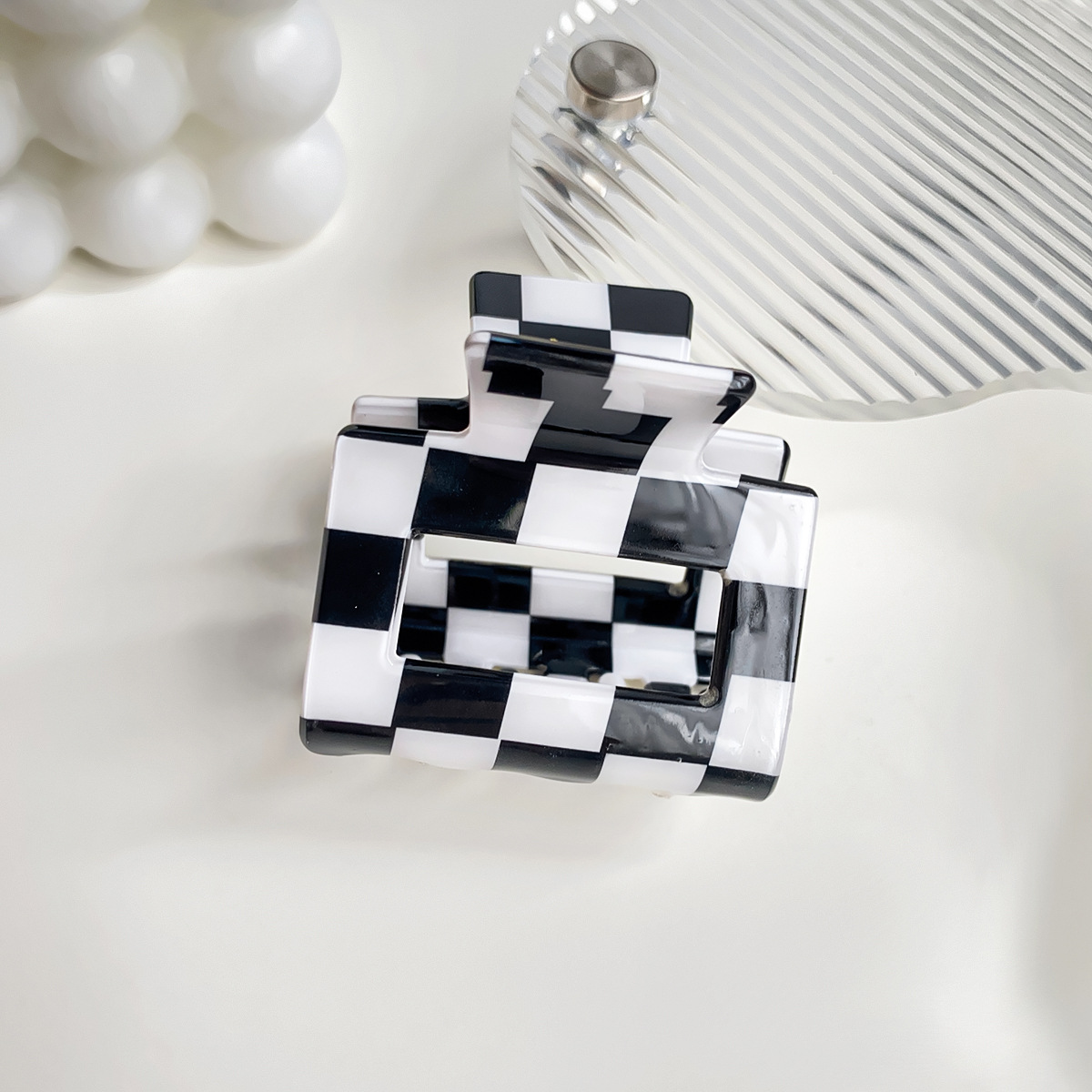 Checkerboard Hair Claw ? Candy Color Acetate Look_Cwmm10084