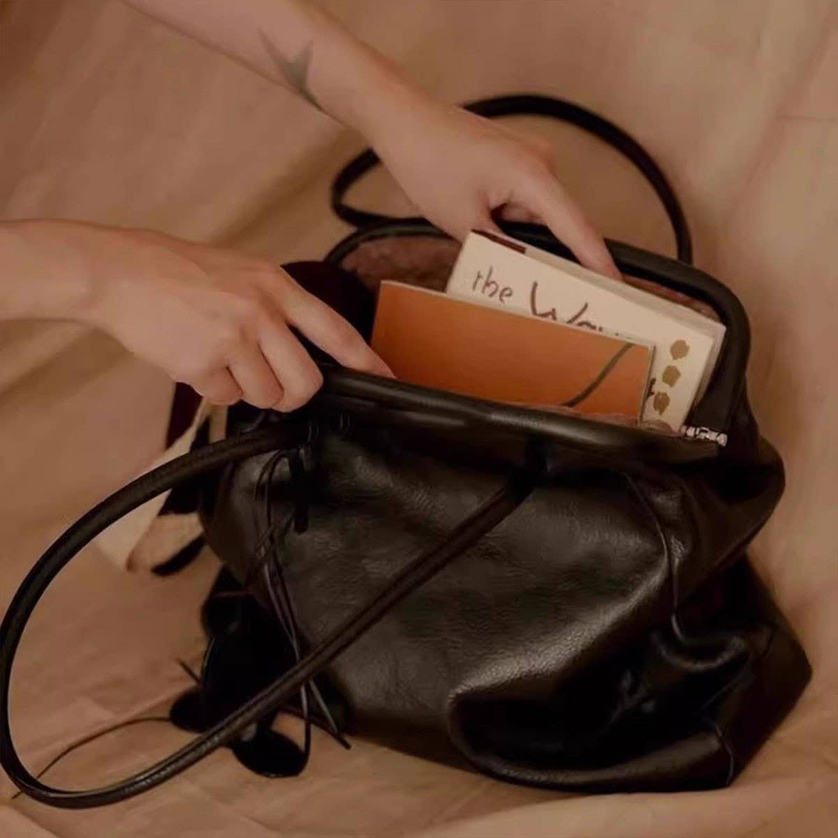 SPLICING ONE SHOULDER SHELL BAG VINTAGE HANDBAG_CWAB4110