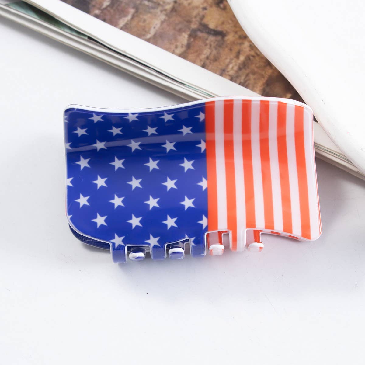 Usa Flag Hair Claw, Creative Patriotic Back Clip_Cwaha1265