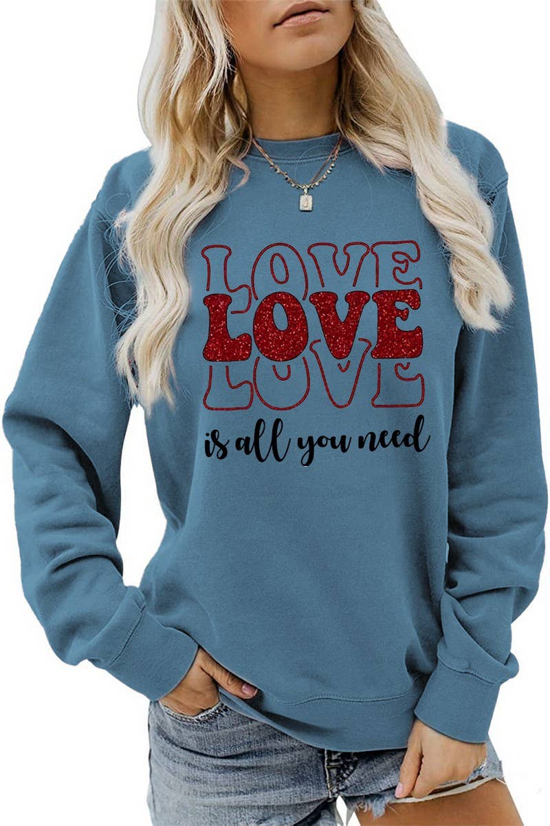 Valentine Day Love Print Pullover_Cwtstl0996