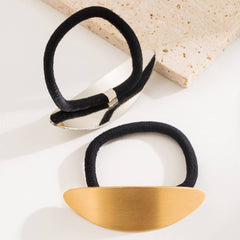 BRUSHED METAL GEOMETRIC ELASTIC HAIR TIE_CWAHA6245