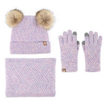 Three-Piece Set Of Pom-Pom Hat, Scarf And Gloves_Cwmm2779