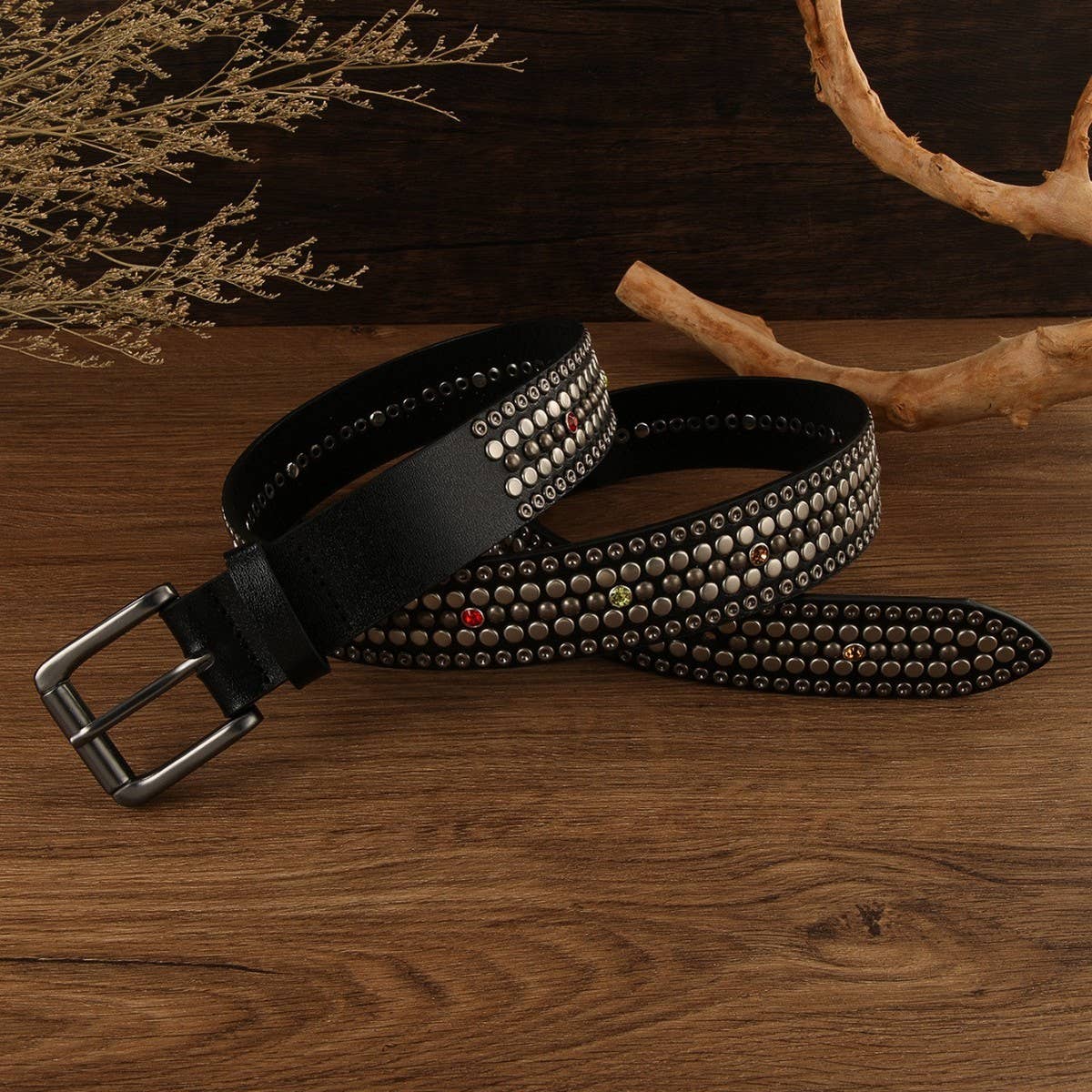 PUNK STYLE RIVET MUSHROOM STUD DIAMOND BELT_CWMM3949