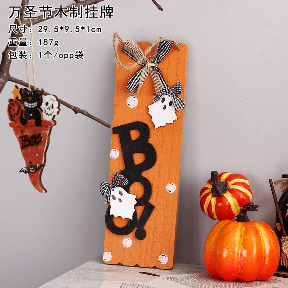 INS STYLE CUTE GHOST WOODEN HANGING DECOR_CWAJE05362