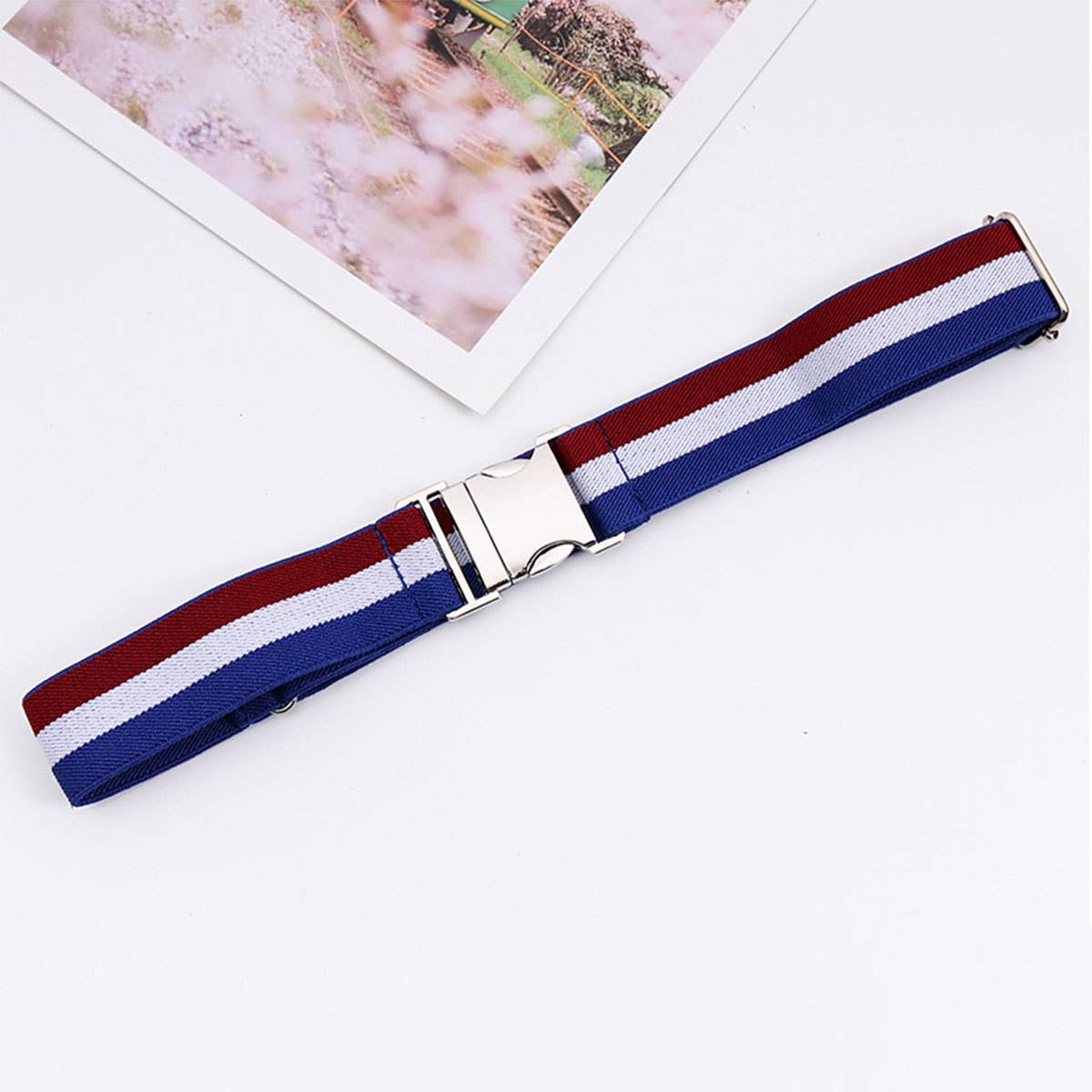 ALLOY BUCKLE ADJUSTABLE ELASTIC BRAIDED BELT_CWABE0676