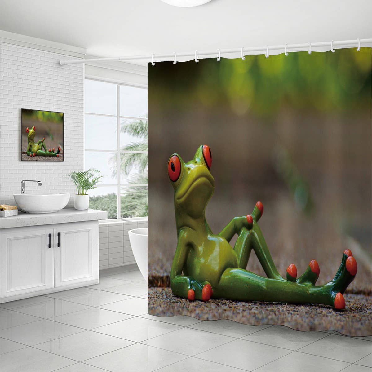 HOT SALE DIGITAL PRINTED FROG SHOWER CURTAIN_CWMM1805