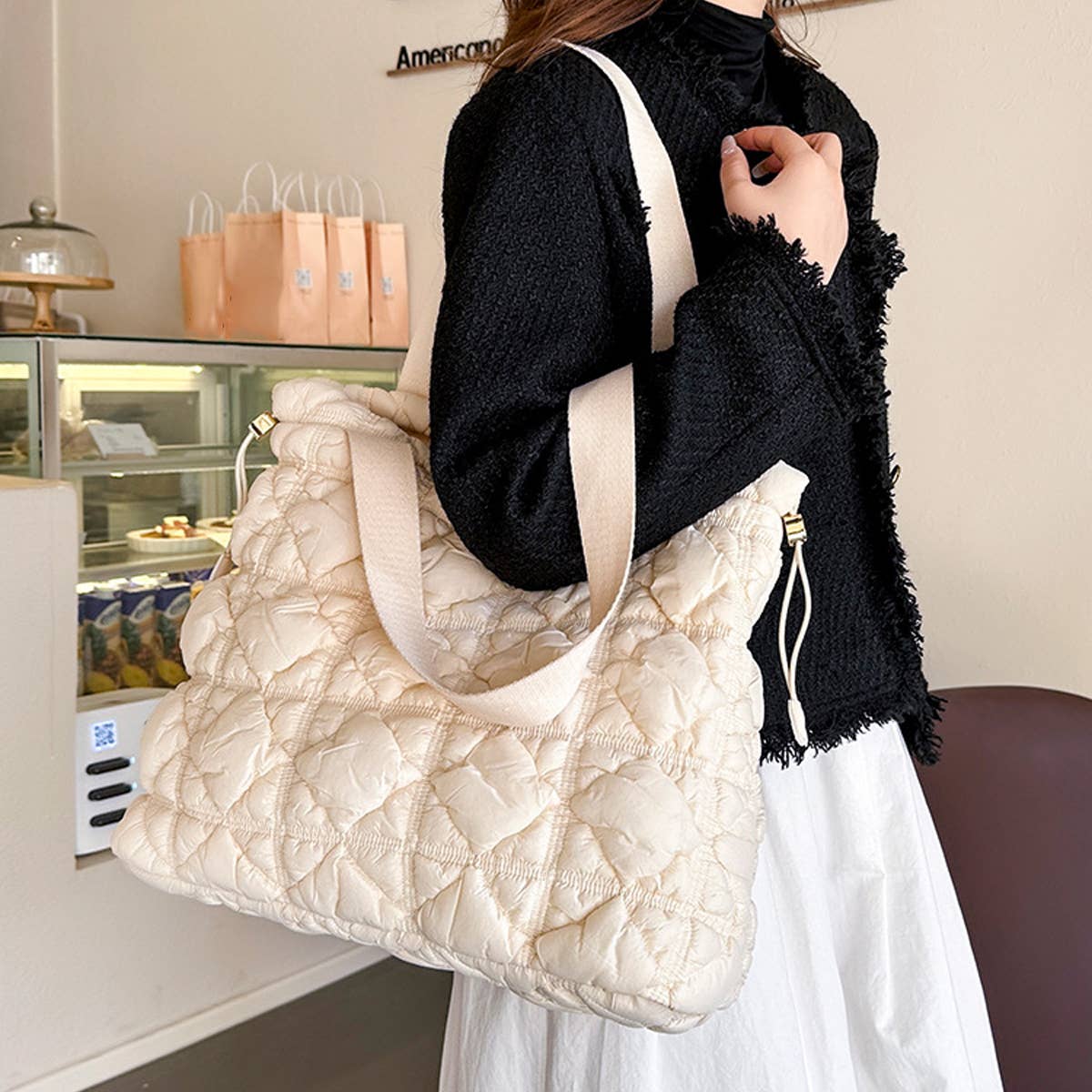 Women Large Capacity Drawstring Tote Bag_Cwab1751