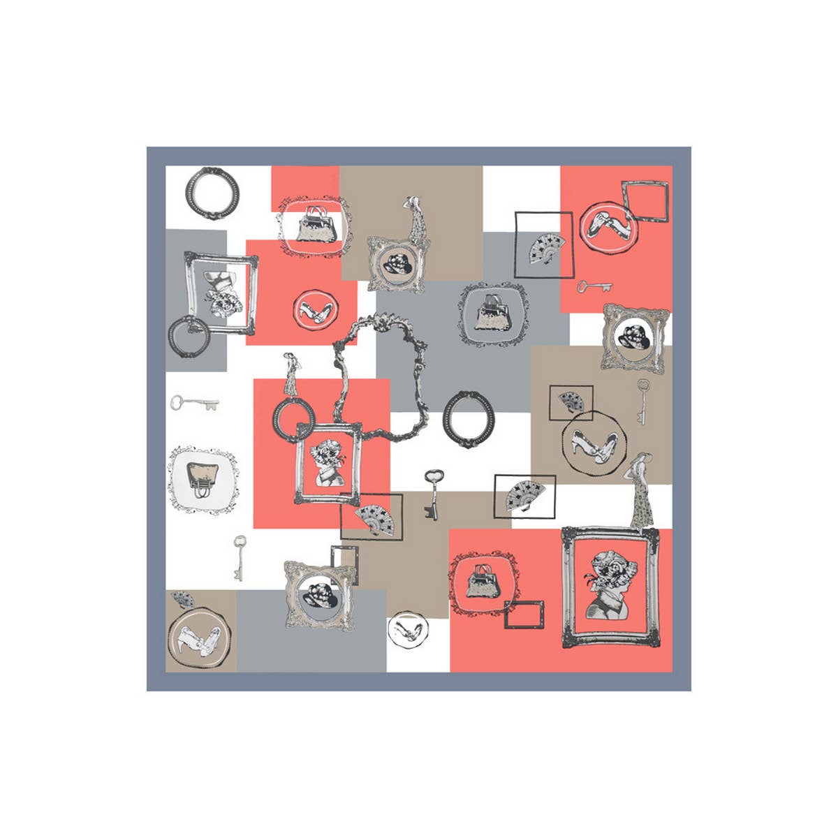 RETRO PRINT FRESH FLORAL SQUARE SCARF_CWASC1155