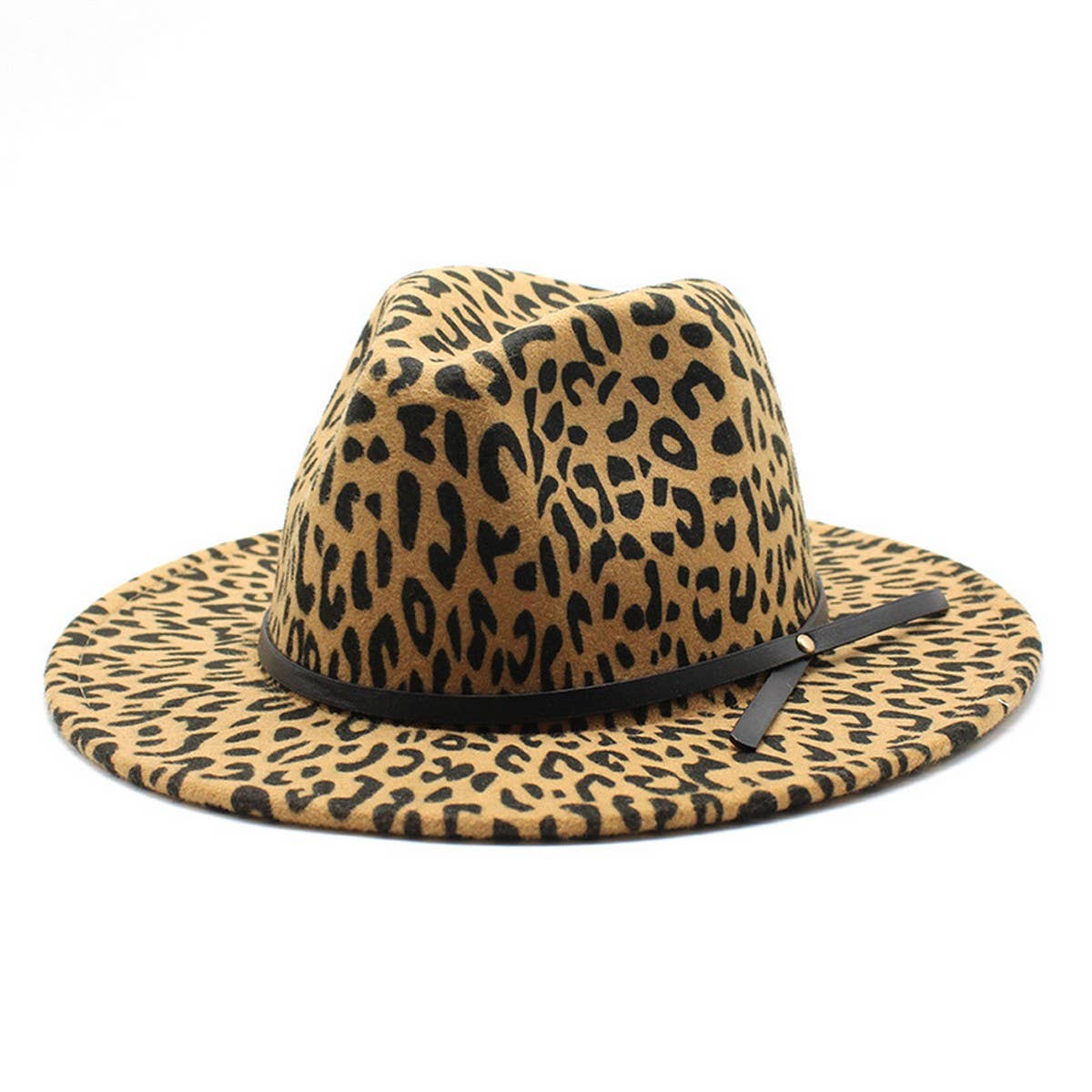 LEOPARD PRINT HAT JAZZ HAT WOOLEN HAT WIDE BRIM HAT_CWAH2571