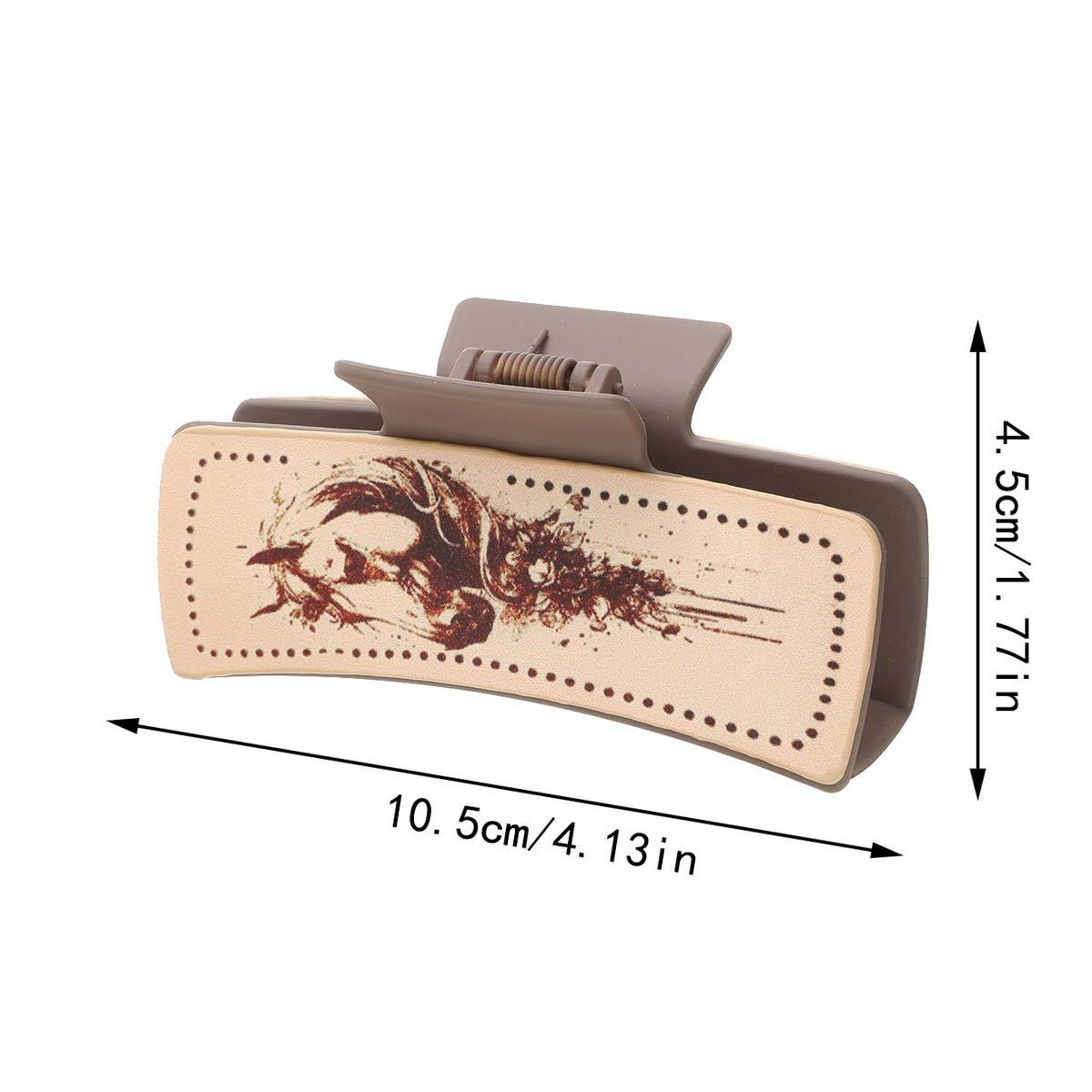 CACTUS PRINT LEATHER HAIR CLAW CLIP WESTERN STYLE_CWAHA0606