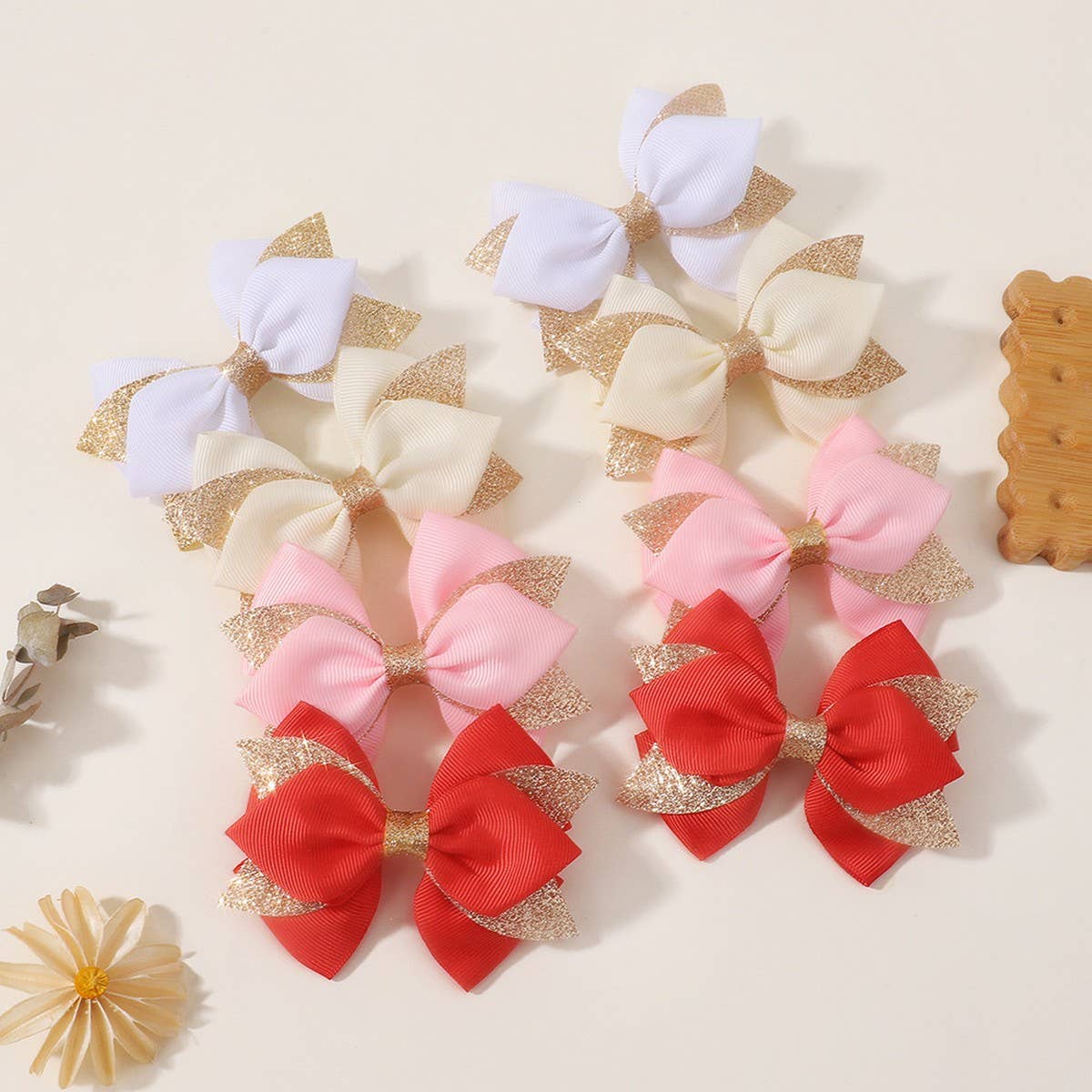 GLITTER BOW HAIR CLIP SET FOR GIRLS PARTY WEAR_CWAHA6733