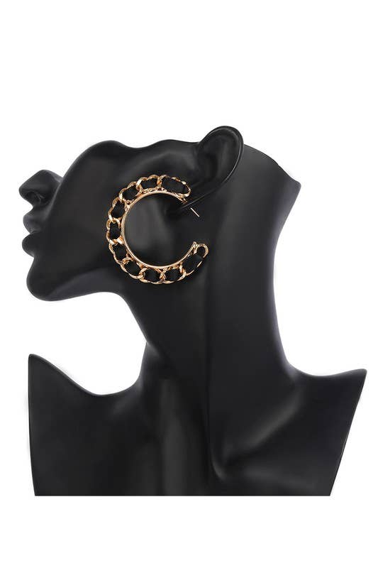 FABRIC LAYERED TRENDY HOOP EARRING_CWAJE027