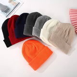 Cwah04349_Thick Knit Beanie Hat Unisex Black Winter
