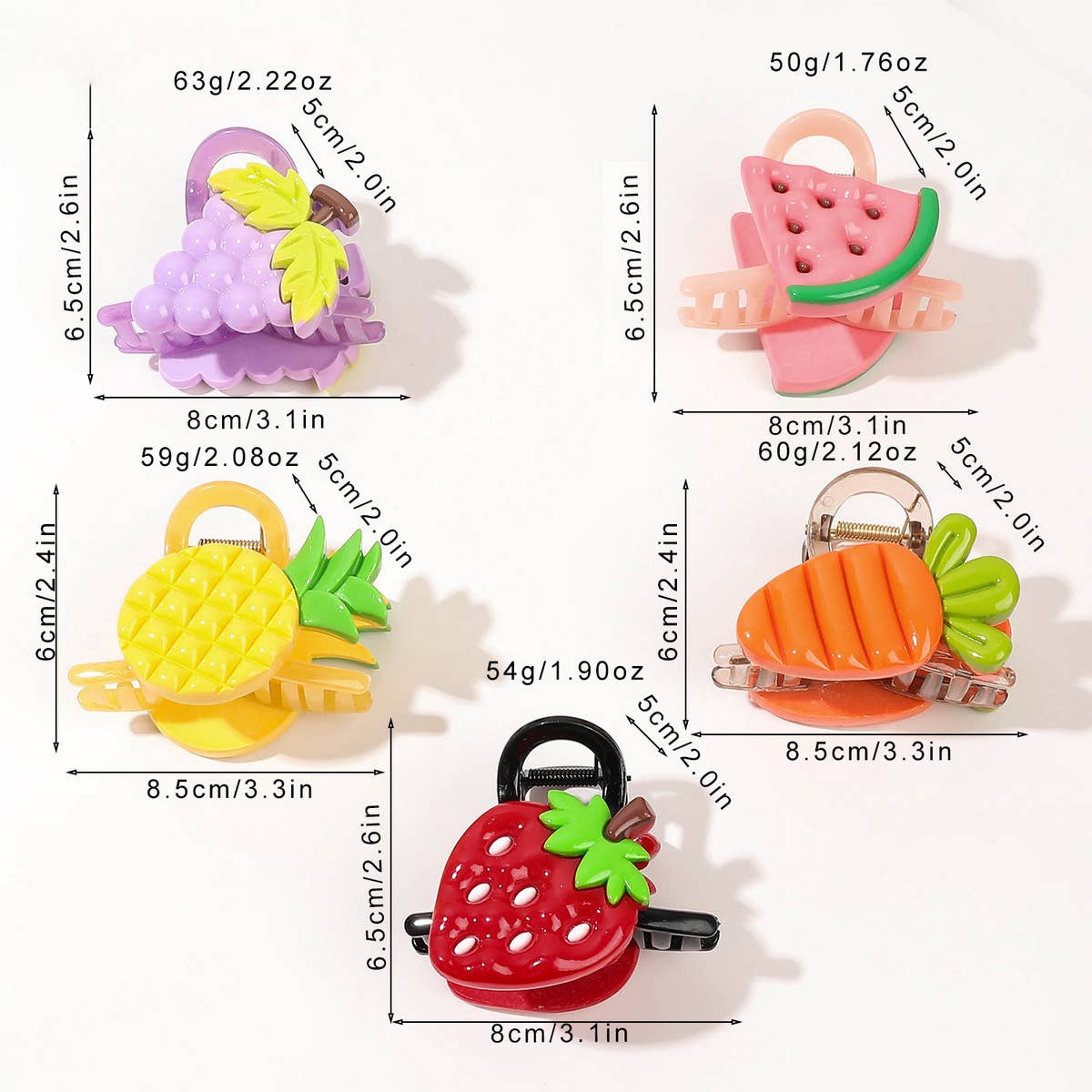 FRESH FRUIT SHARK HAIR CLAW FOR BUN CUTE HAIR CLIP_CWAHA1638