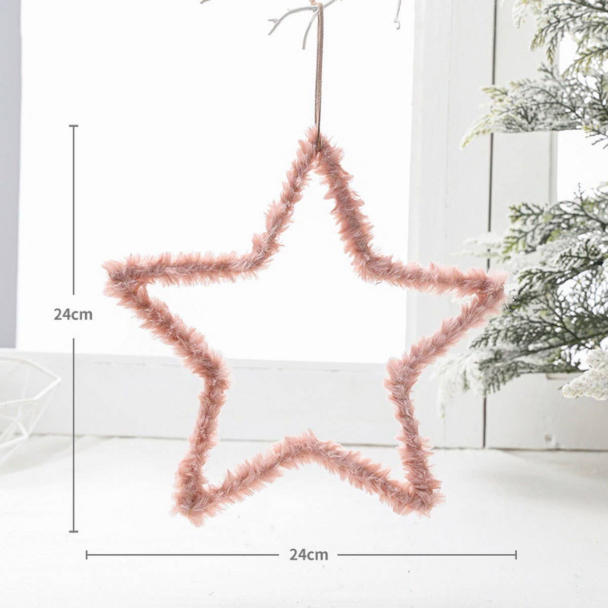FIVE POINTED STAR PLUSH FEATHER XMAS HANGING DECOR_CWMM9797