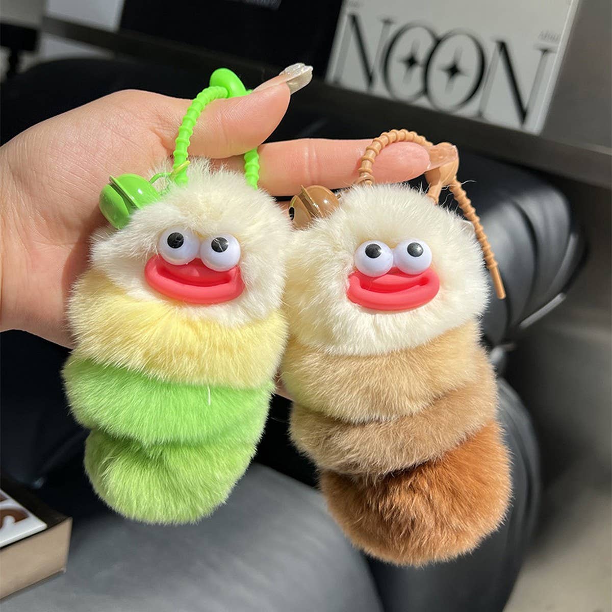 CUTE CATERPILLAR CAR KEYCHAIN PENDANT PLUSH DOLL_CWMM2453