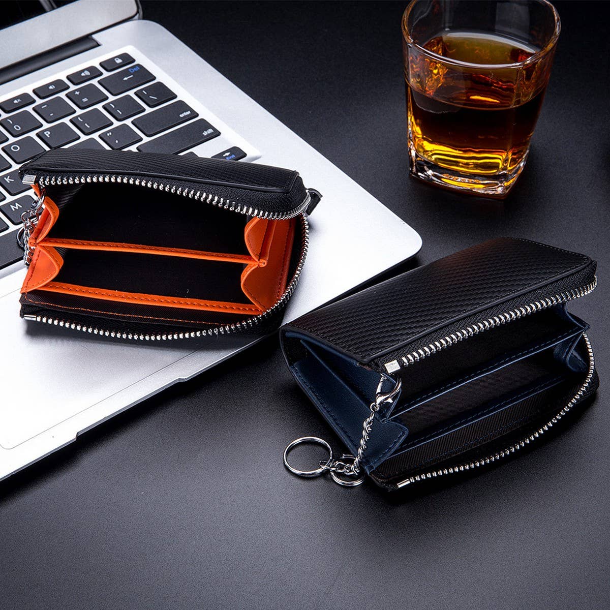 CARBON FIBER PATTERN LEATHER COIN PURSE CARD BAG_CWAB3871