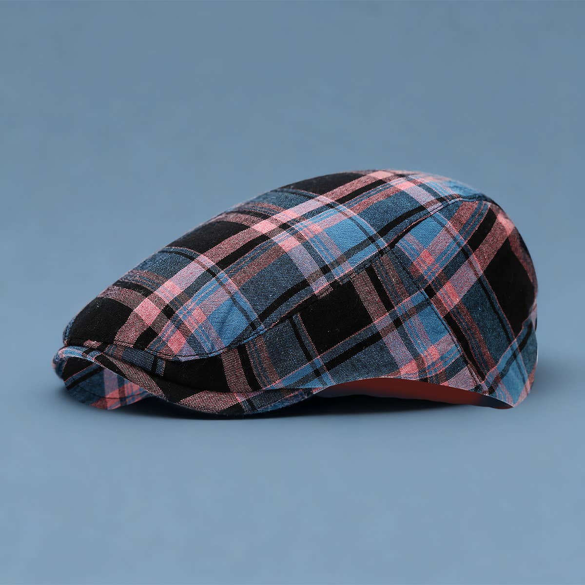 Plaid Dopamine Color Block Newsboy Hat_Cwah04626