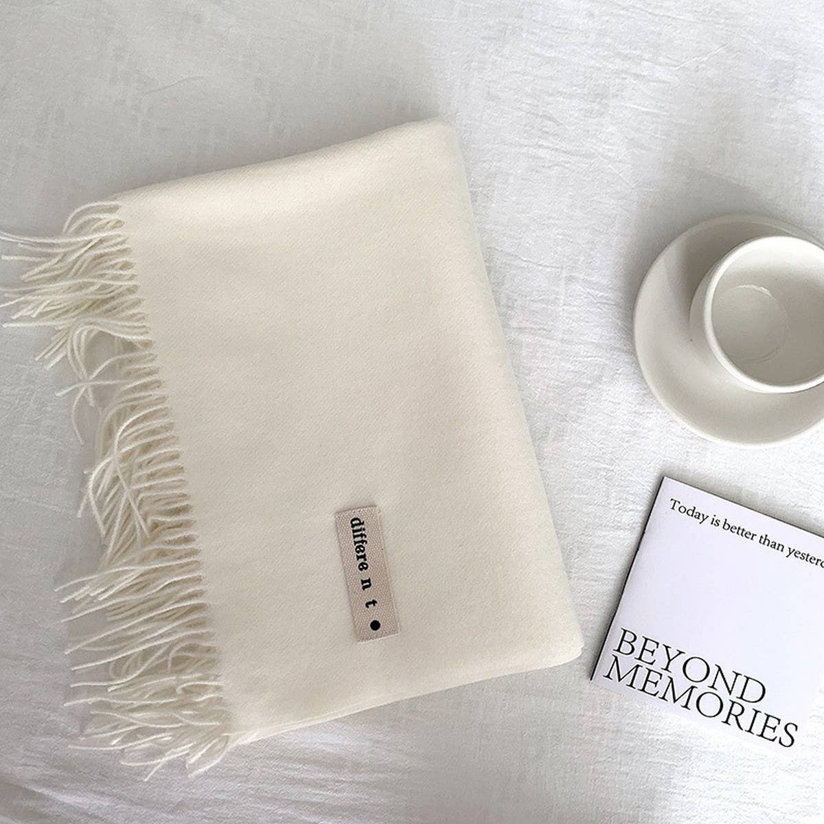 COLORBLOCK TASSEL SCARF THICK WRAP FOR STUDENTS_CWASC2281